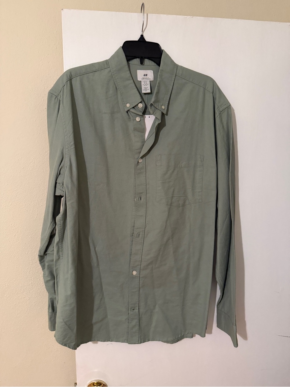 H&M Men's Button-Down Shirt in Light Sage Green